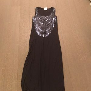 Maxi fitted navy sequin dress